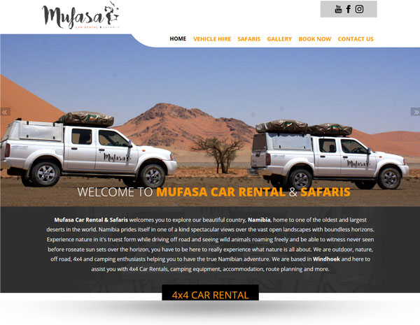 Mufasa Car Rental website