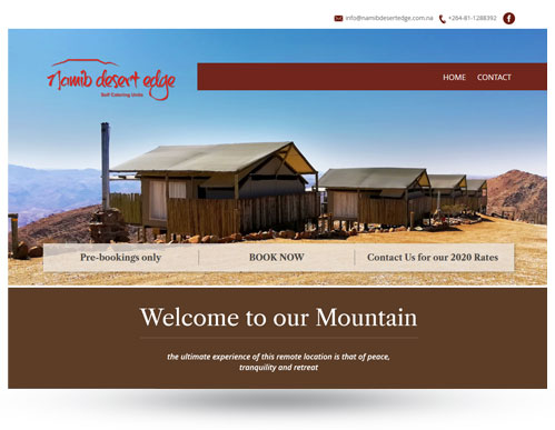Namib Desert Edge Accommodation website
