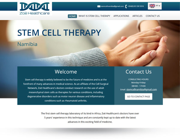 Stem Cell Namibia responsive website