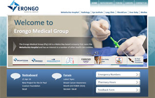 Erongo Medical Group website and back-end system